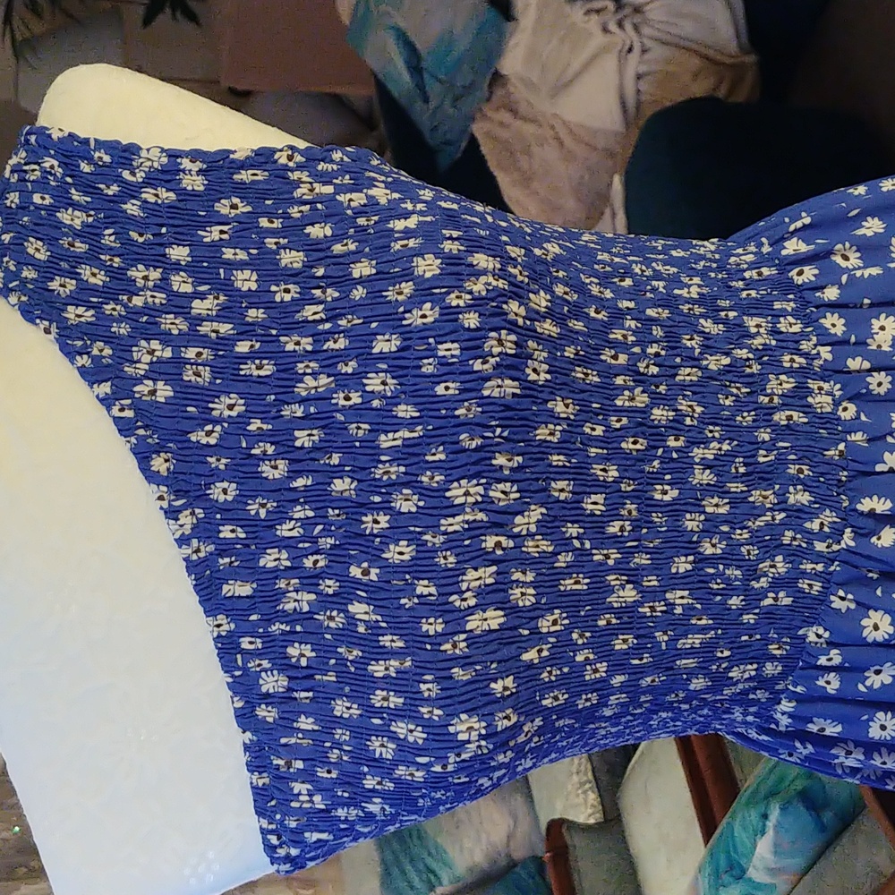 BTFBM One shoulder blue & white floral maxi dress. Size S - Picture 7 of 10
